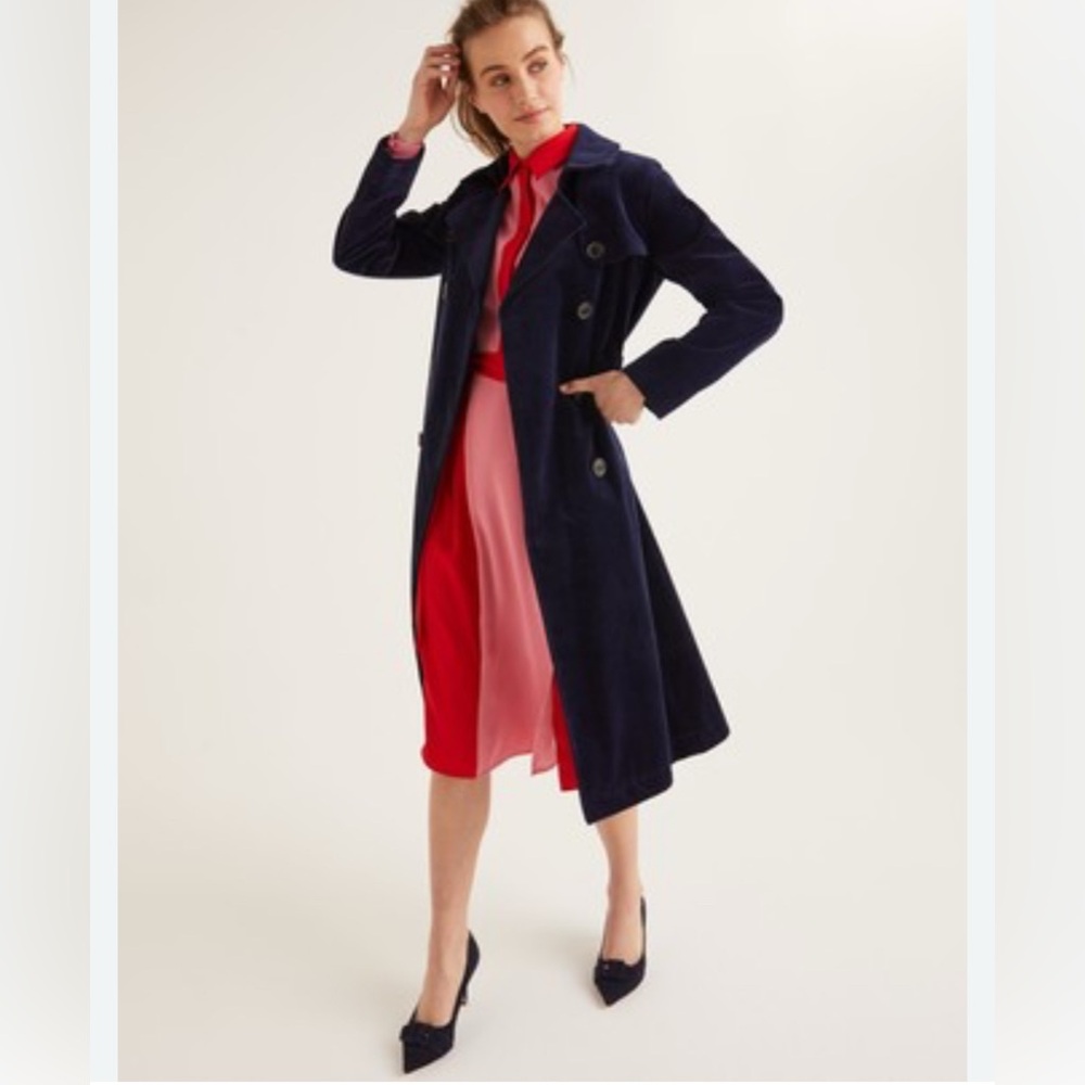 Boden Navy Corduroy Markham Trench Coat UK 8 / US 4 - Picture 2 of 13